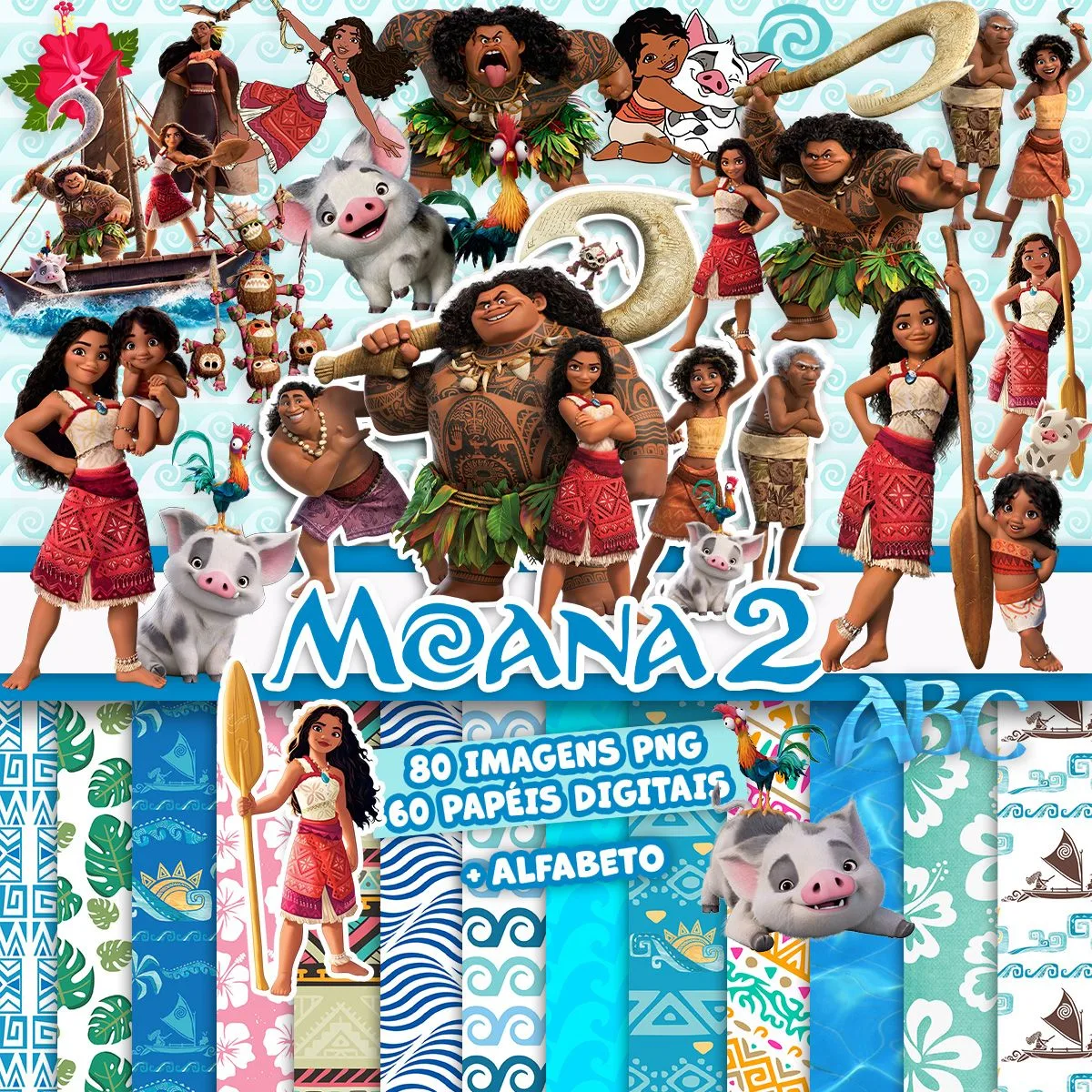 Moana 2 Imagens Png Kit Digital + Alfabeto + Papéis 1 Moana 2 Imagens Png Kit Digital Alfabeto Papeis 3