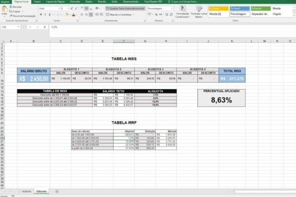 Modelo Holerite Contracheque Tabelas Atualizadas Inss Irrf