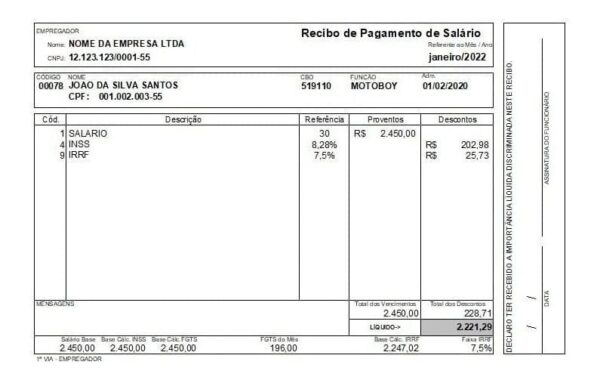 Modelo Holerite Contracheque Tabelas Atualizadas Inss Irrf