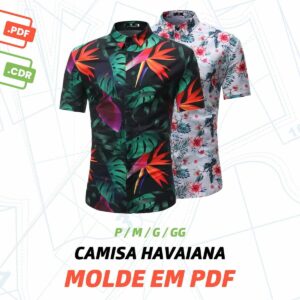 Molde Camisa Manga Curta Masculina Estilo Havaiana Modelagem