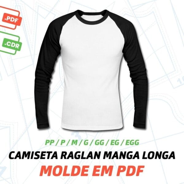 Molde Camiseta Masculina Raglan Manga Longa Do Pp Ao Egg
