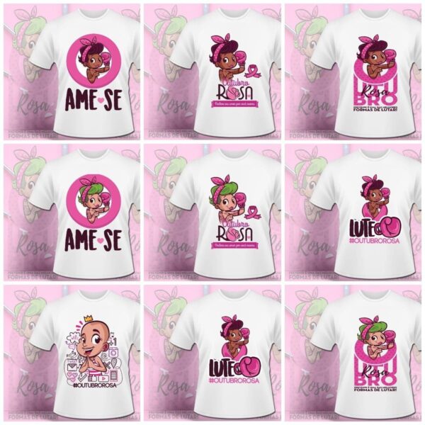 Outubro Rosa 14 Artes Caneca Camiseta Sublimação