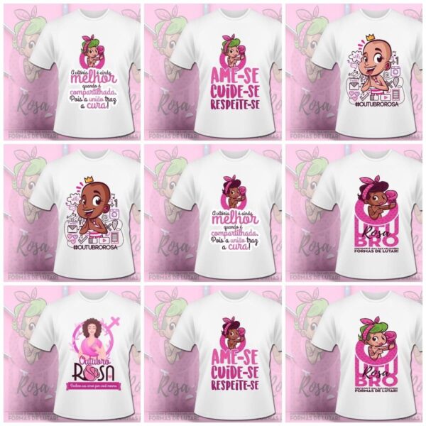 Outubro Rosa 14 Artes Caneca Camiseta Sublimação
