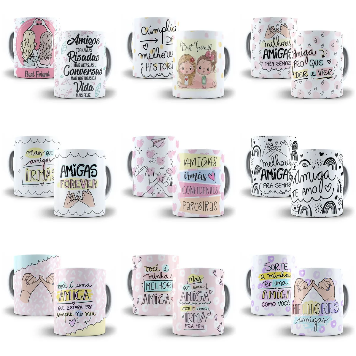 Pack 100 Artes Caneca Dia do Amigo Amizade Sublimação