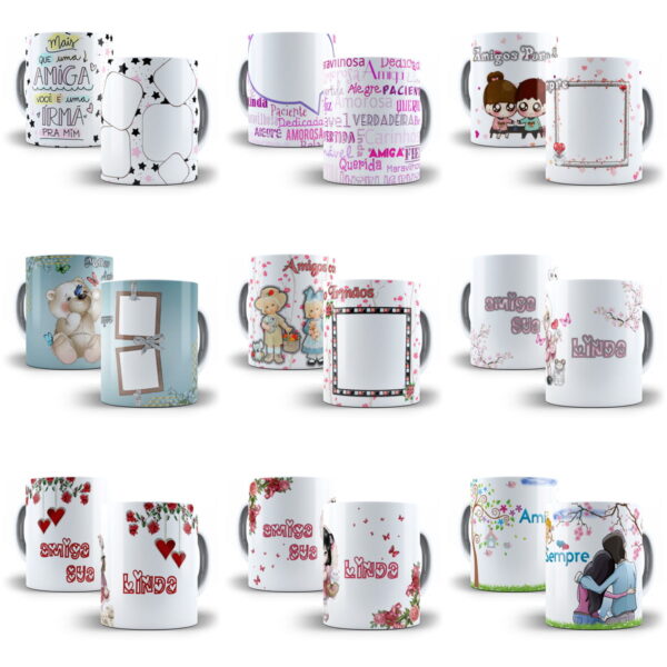Pack 100 Artes Caneca Dia do Amigo Amizade Sublimação