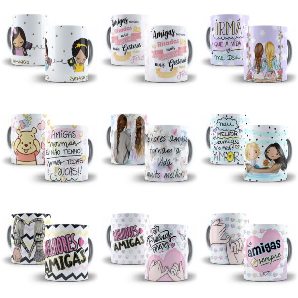 Pack 100 Artes Caneca Dia do Amigo Amizade Sublimação