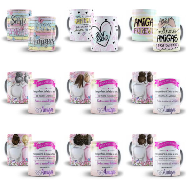 Pack 100 Artes Caneca Dia do Amigo Amizade Sublimação