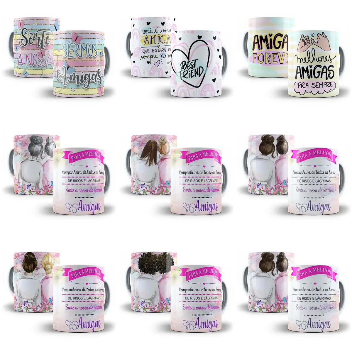 Pack 100 Artes Caneca Dia do Amigo Amizade Sublimação