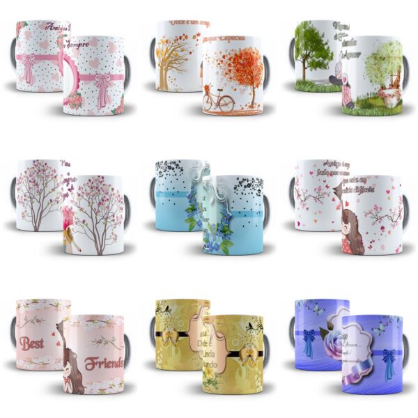Pack 100 Artes Caneca Dia do Amigo Amizade Sublimação