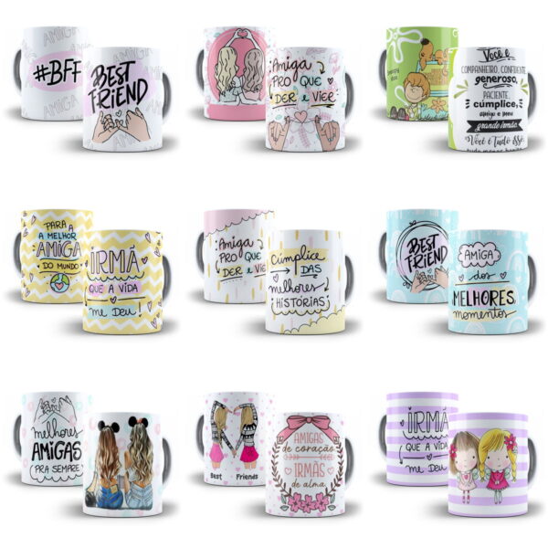 Pack 100 Artes Caneca Dia do Amigo Amizade Sublimação
