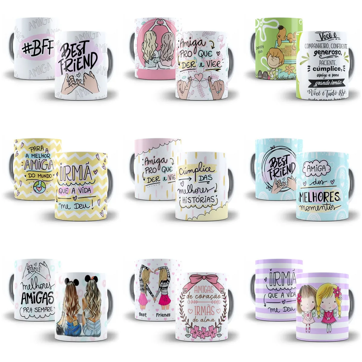 Pack 100 Artes Caneca Dia do Amigo Amizade Sublimação