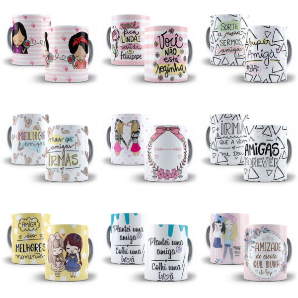 Pack 100 Artes Caneca Dia do Amigo Amizade Sublimação