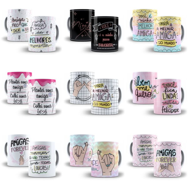 Pack 100 Artes Caneca Dia do Amigo Amizade Sublimação