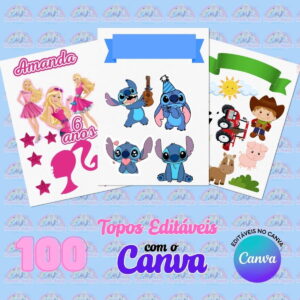 Pack 100 Topos Editáveis no Canva - Arquivo Digital 4 Pack 100 Topos Editáveis no Canva - Arquivo Digital
