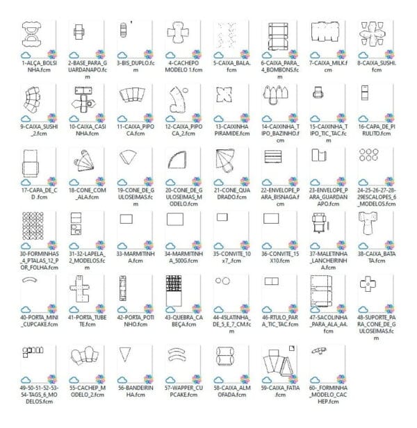 Pack 60 Moldes Limpos Festa Pronta Silhouette Corel Scanncut