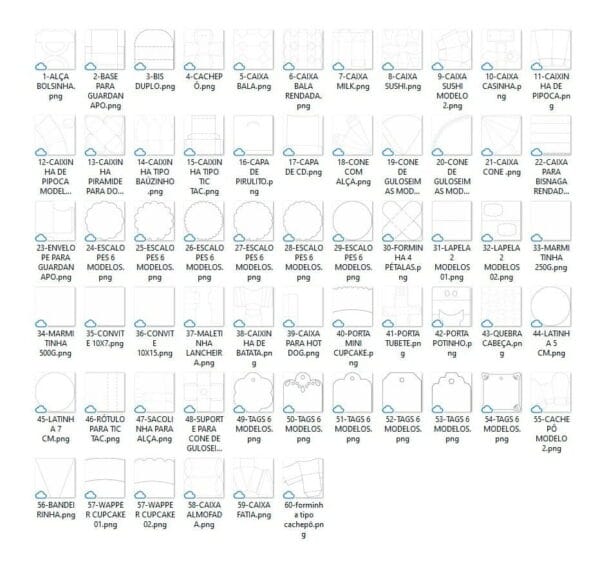 Pack 60 Moldes Limpos Festa Pronta Silhouette Corel Scanncut