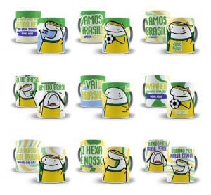 Pack 9 Artes Caneca Flork Torcedor Brasil Copa Qatar 2022