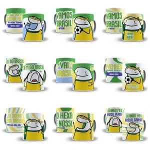 Pack 9 Artes Caneca Flork Torcedor Brasil Copa Qatar 2022
