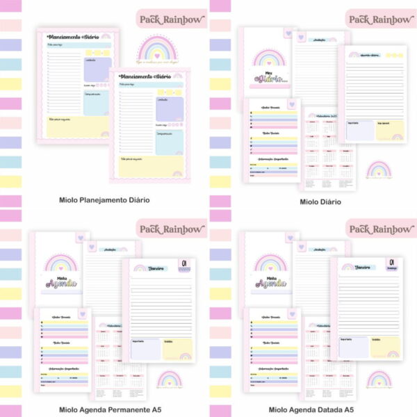 Pack Agenda e Planner Rainbow 2023