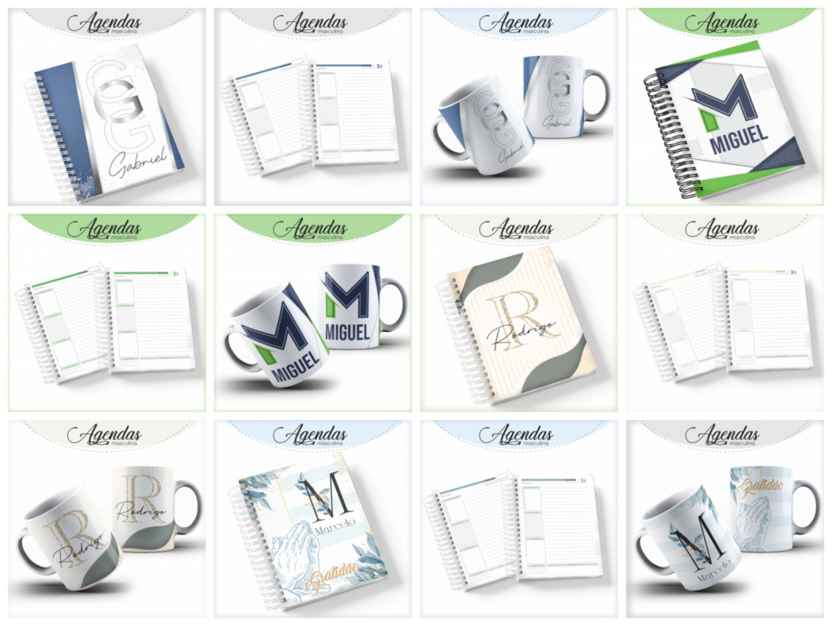 Pack Agendas Masculinas Alfabeto - Arquivo Digital 1 Pack Agendas Masculinas Alfabeto - Arquivo Digital