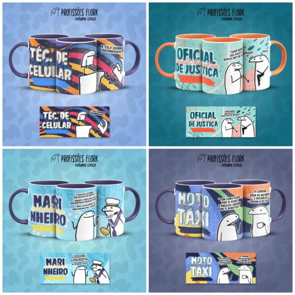 Pack Artes Caneca Bento Flork Profissões Memes Arquivos V5