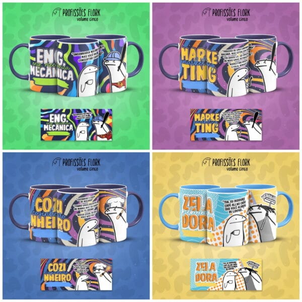 Pack Artes Caneca Bento Flork Profissões Memes Arquivos V5