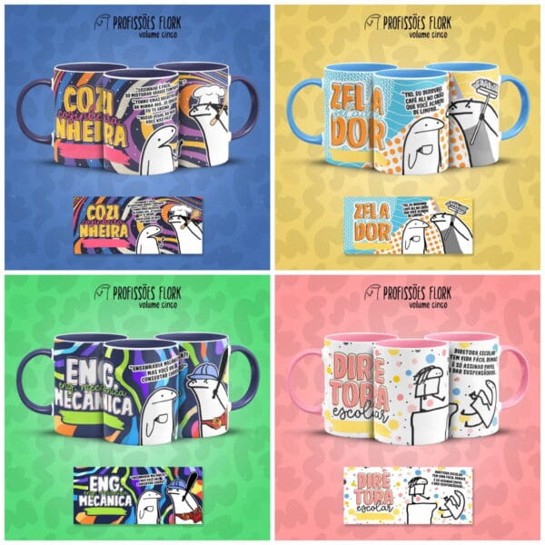 Pack Artes Caneca Bento Flork Profissões Memes Arquivos V5