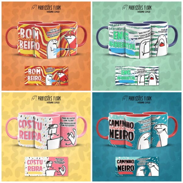 Pack Artes Caneca Bento Flork Profissões Memes Arquivos V5