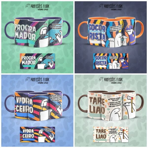 Pack Artes Caneca Bento Flork Profissões Memes Arquivos V5