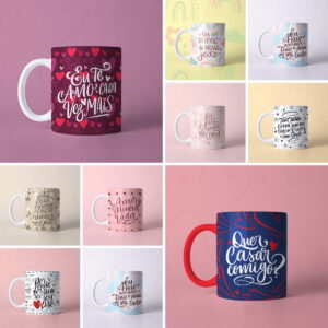 Pack Artes Caneca Dia dos Namorados 2022 Frases Românticas