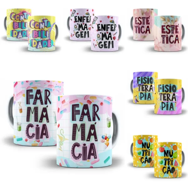 Pack Artes Caneca Profissões Direito Enfermagem Psicologia