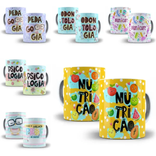 Pack Artes Caneca Profissões Direito Enfermagem Psicologia