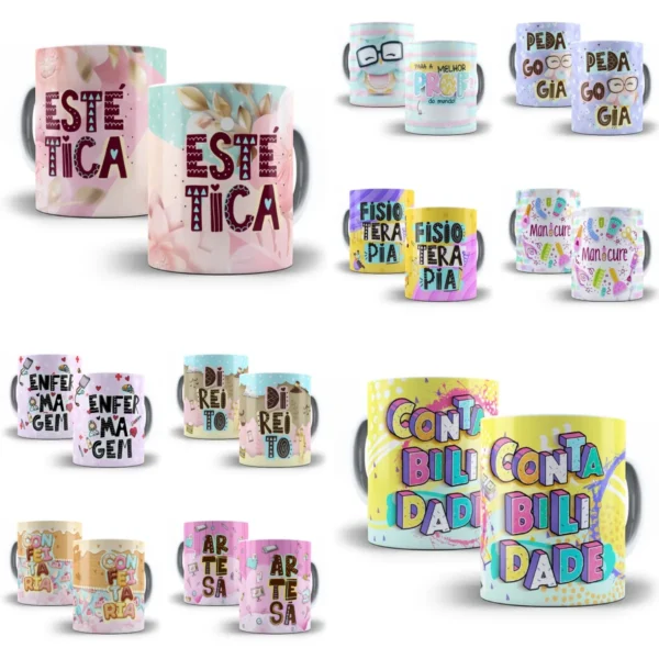 Pack Artes Caneca Profissões Direito Enfermagem Psicologia
