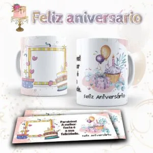 Pack Artes Canecas Aniversário Png e Corel 8 Pack Artes Canecas Aniversário Png e Corel