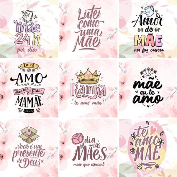 Pack Artes Dia das Mães Caneca Agenda Camiseta Frases