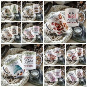 Pack Artes Sublimação Canecas Natalina