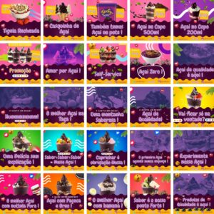 Pack Canva Açaí 3.0 Template Canva 50 Artes + Bônus