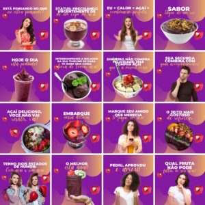 Pack Canva Açaí Template Canva 200 Artes + Legendas