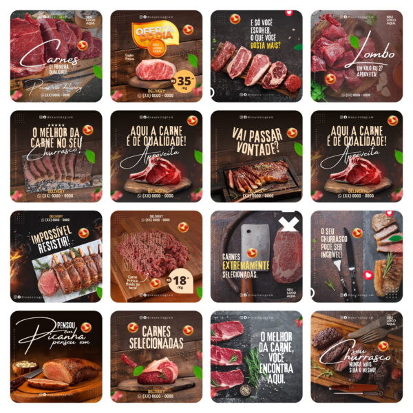 Pack Canva Açougue Template Canva 40 Artes + Bônus