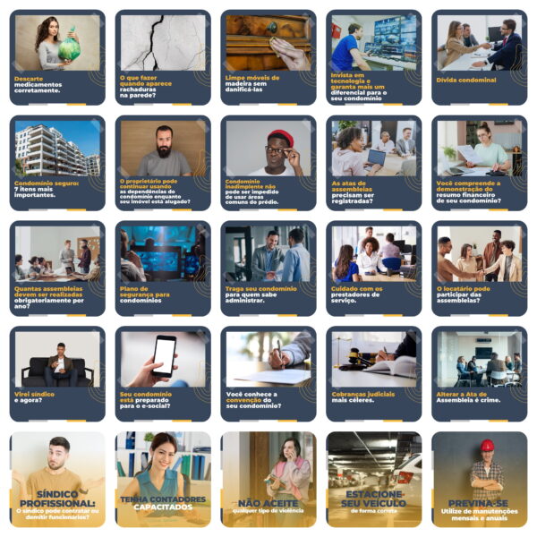 Pack Canva Administração de Condomínios Template Canva 200 Artes + Legendas