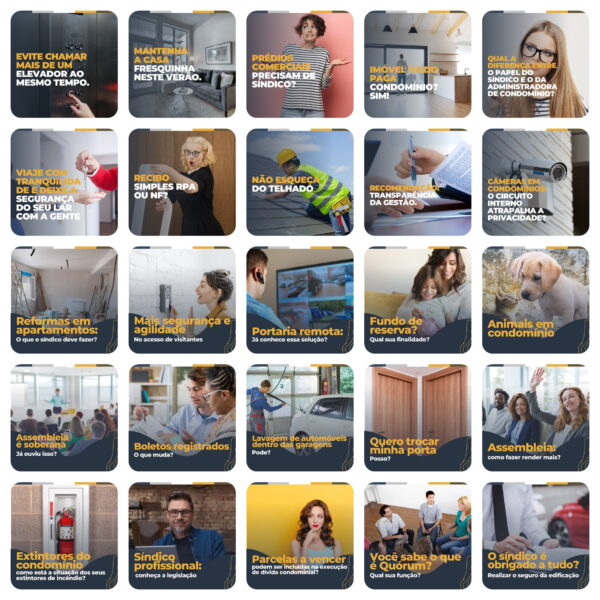 Pack Canva Administração de Condomínios Template Canva 200 Artes + Legendas