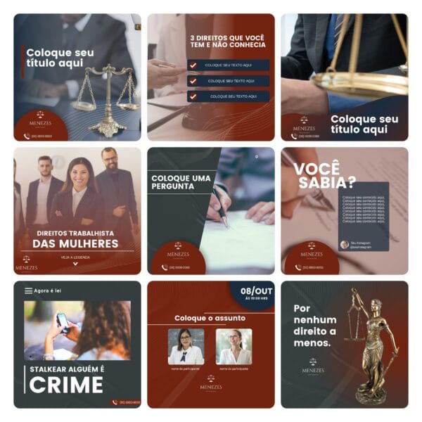 Pack Canva Advogados Template Canva 30 Artes + Bônus
