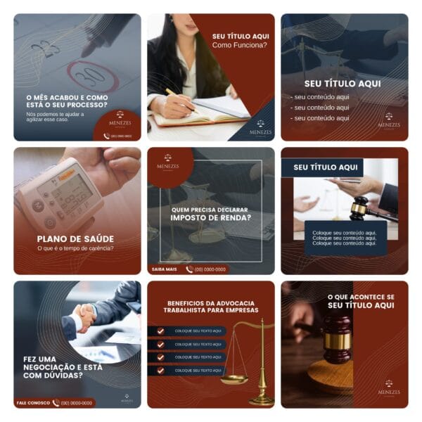 Pack Canva Advogados Template Canva 30 Artes + Bônus