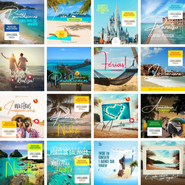 Pack Canva Agência de Turismo Template Canva 35 Artes + Bônus