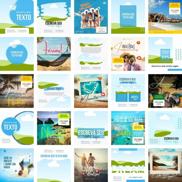 Pack Canva Agência de Turismo Viagens Template Canva 50 Artes + Bônus
