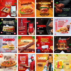 Pack Canva Alimentação Lanches Template Canva 40 Artes + Bônus