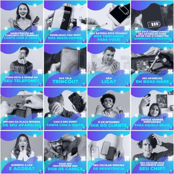 Pack Canva Assistência Técnica Celular Template Canva 200 Artes + Legendas