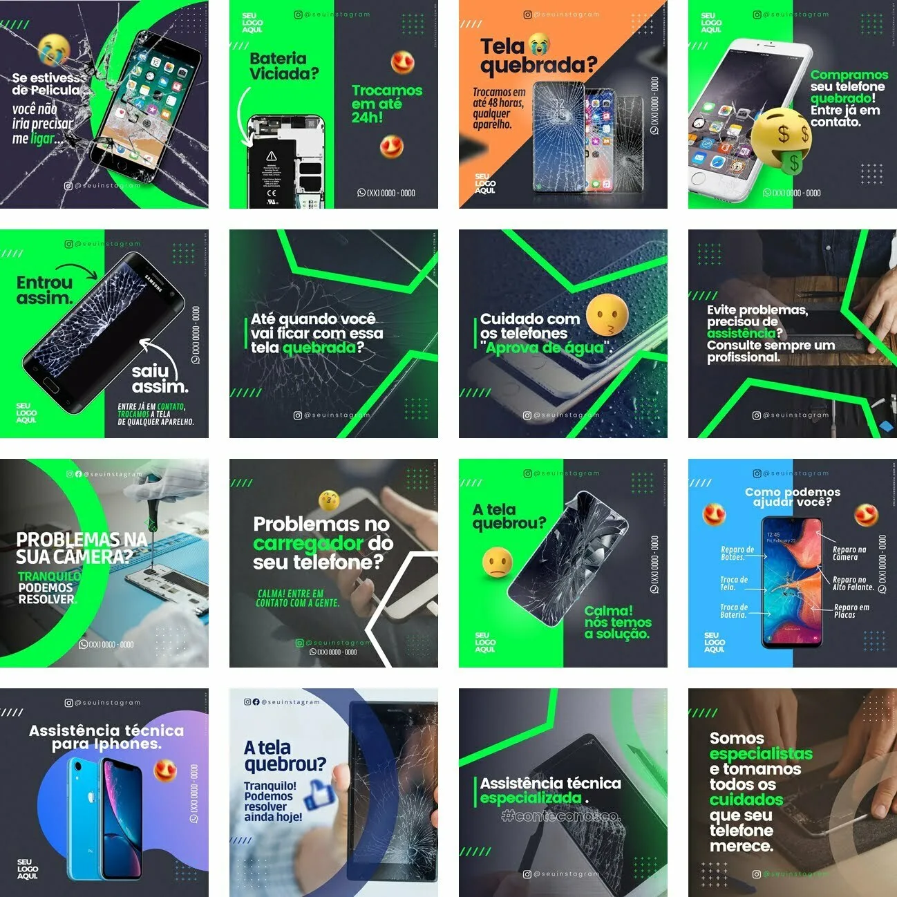 Pack Canva Assistencia Tecnica Celular Template Canva 40 Artes + Bônus