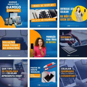 Pack Canva Assistências Técnicas de Celular Template Canva 25 Artes + Bônus