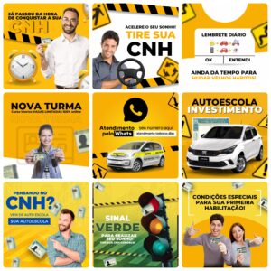 Pack Canva Auto Escola Template Canva 26 Artes + Bônus